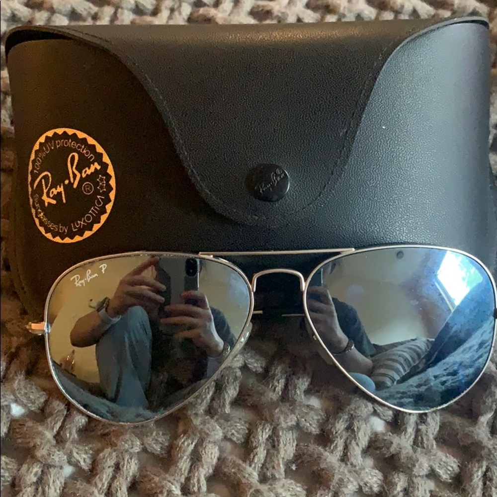 Ray ban reflective aviator sunglasses